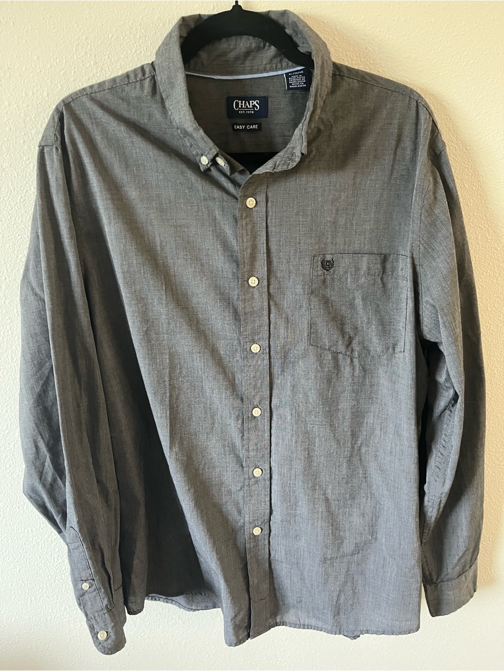 Chaps Men’s Button-Down Shirt — Charcoal Gray